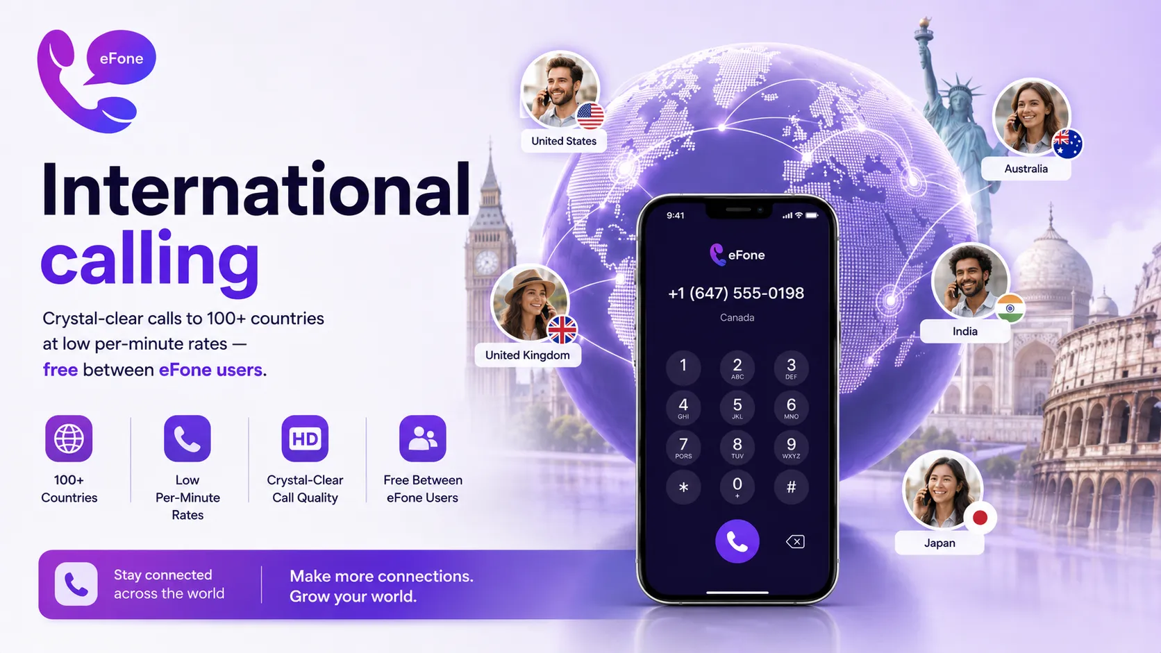 eFone international calling feature